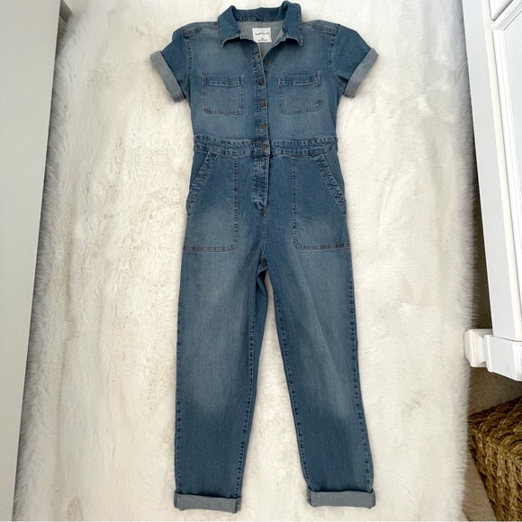 Celebrity Pink Denim Utility Painters Overalls Jumpsuit - Picture 6 of 16